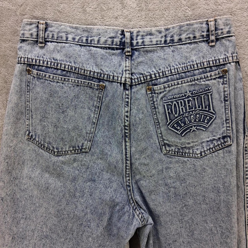 Vintage Forelli High Waisted Acid Wash Mom Jeans Size 14 Blue Retro Bow Ankle